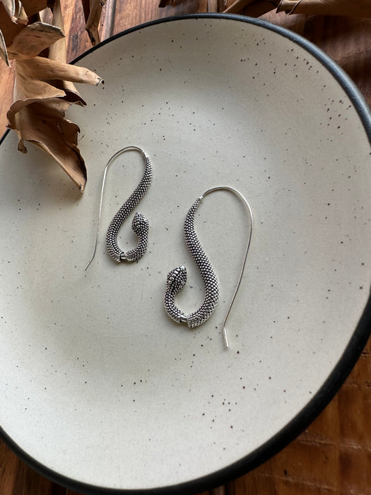 Snake Earrings Silver